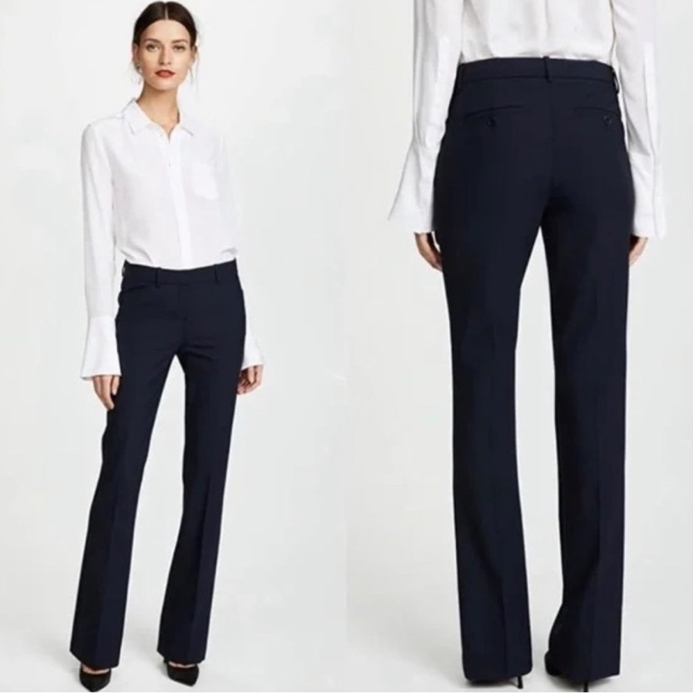 NWT Theory Brinton Navy Stretch Wool Flare Trouser Pants 8